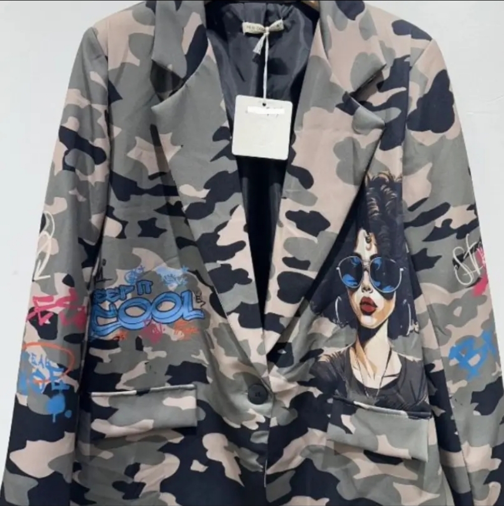 Camo Statement Blazer | Chic Elevated Power Jacket | Plus Size - Picture 2 of 5